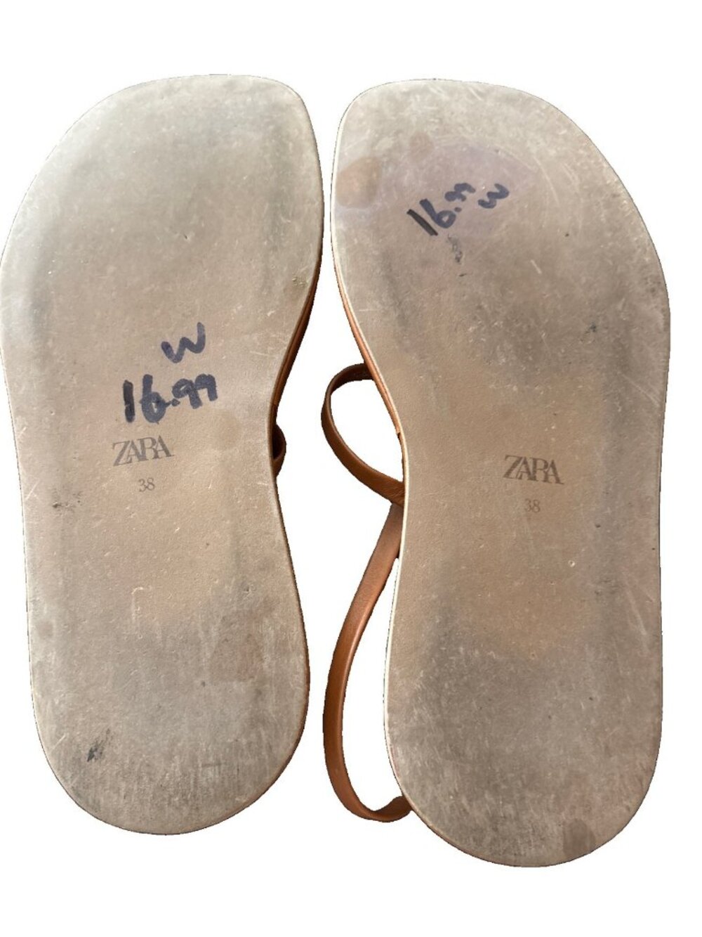 ZARA Flat Leather Sandal | US 7.5 - EUR 38 | Brown-Made In Spain - Picture 6 of 7